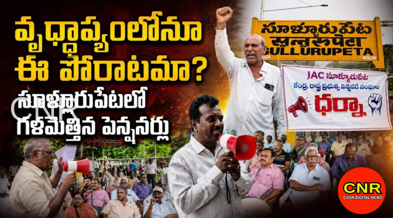 న్యాయమైన హక్కుల కోసం విశ్రాంత ఉద్యోగుల గర్జన.. సూళ్లూరుపేటలో పెన్షనర్ల భారీ ధర్నా | Central and State Pensioners Stage Massive Protest in Sullurupeta Demanding Pension Rights and Pay Commission Revisions